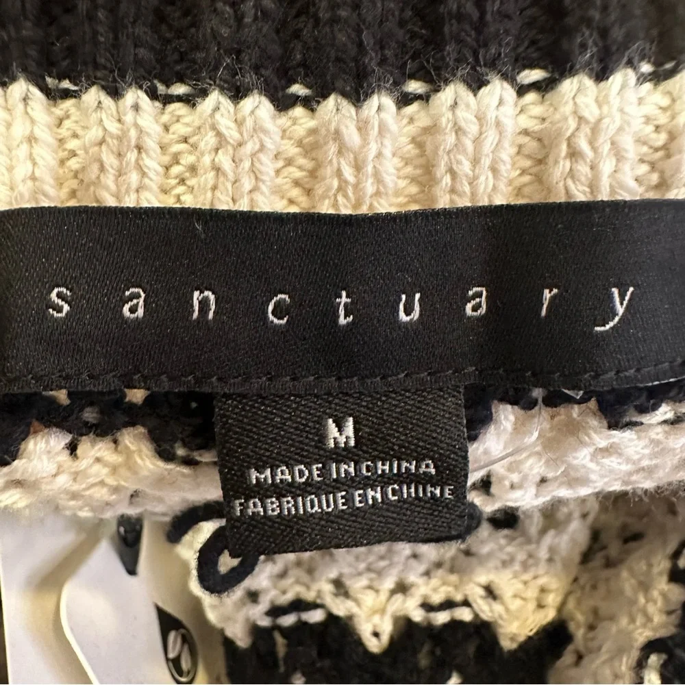 Sanctuary NWT Crochet Black and White Striped Sweater Vest/Tank - Picture 9 of 12